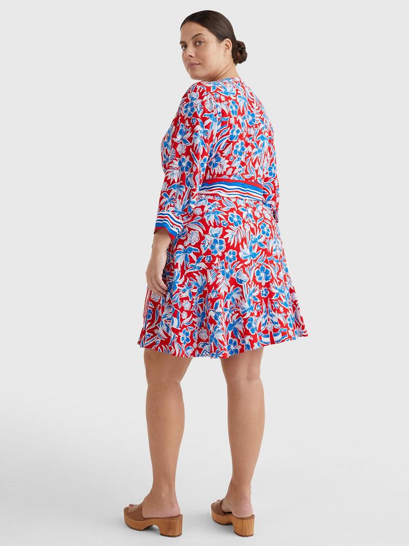 Női Tommy Hilfiger Curve Floral Wrap Dresses Színes | HU 54AHK